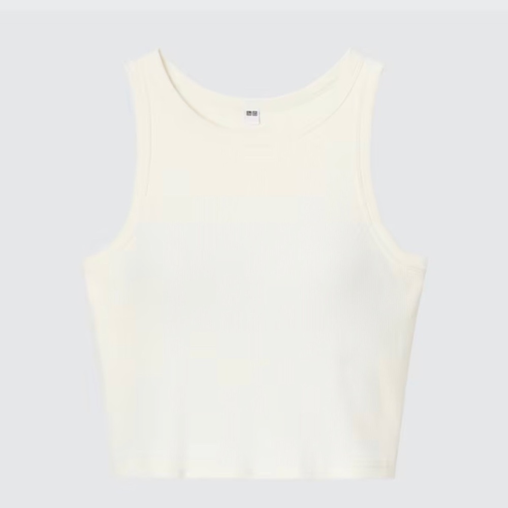 Uniqlo Ribbed Cropped Sleeveless Bra Top - White